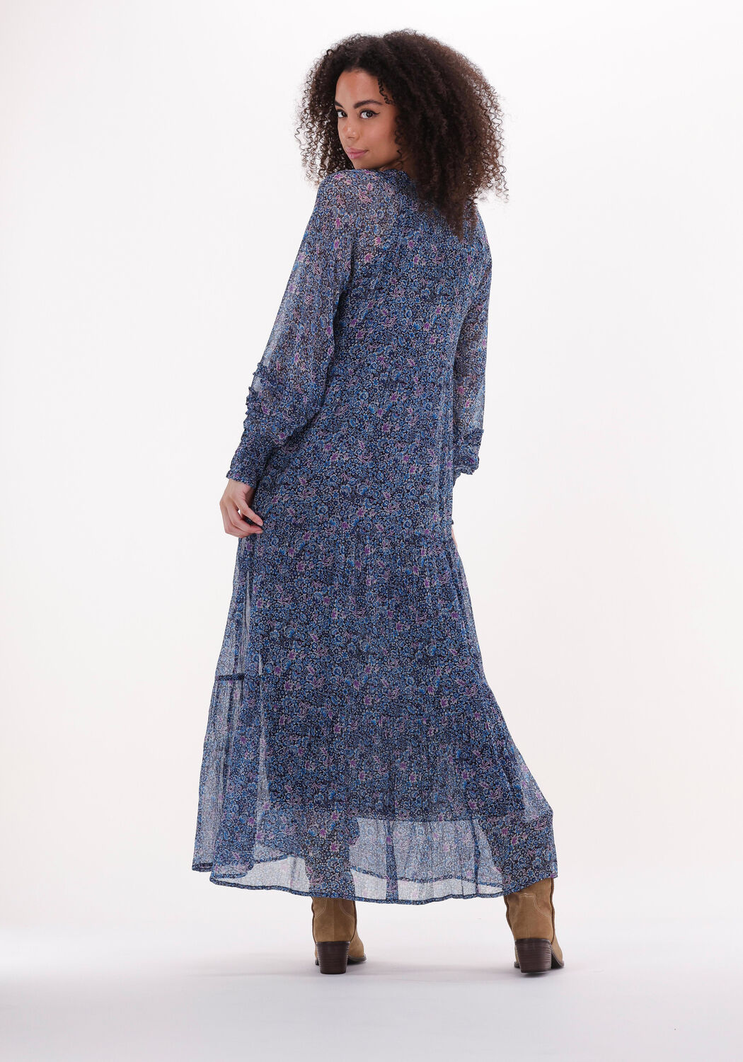 blauwe moliin midi jurk havana
