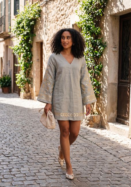 Lichtgrijze GREEK ARCHAIC KORI Mini jurk S26K-2043204 - large