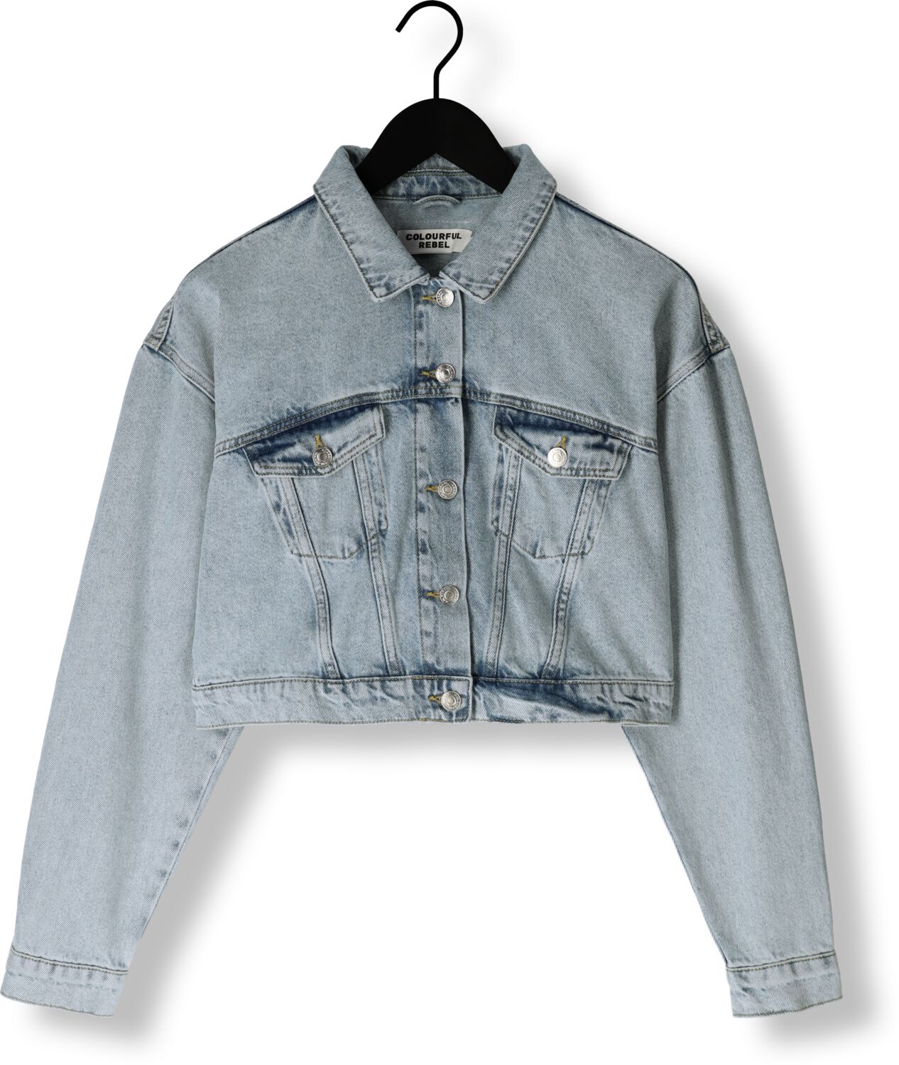 COLOURFUL REBEL Dames Jassen Ornel Cropped Denim Jacket Blauw