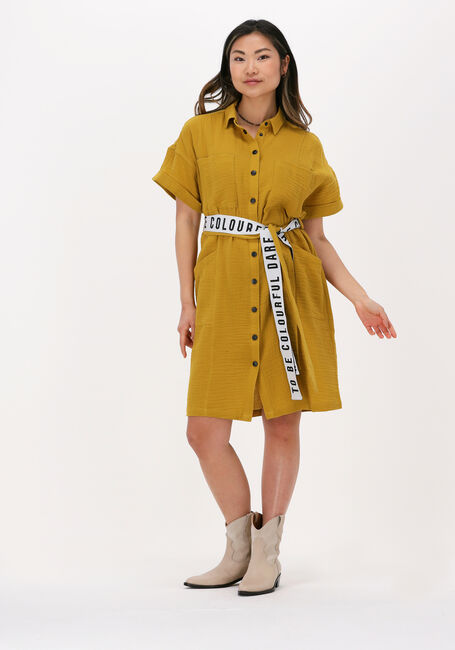 Gele POM AMSTERDAM Mini jurk MUSLIN - large
