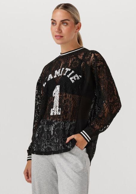 Zwarte HAUTE L'AMITIÉ Top LACE LS FOOTBALL BLOUSE - large