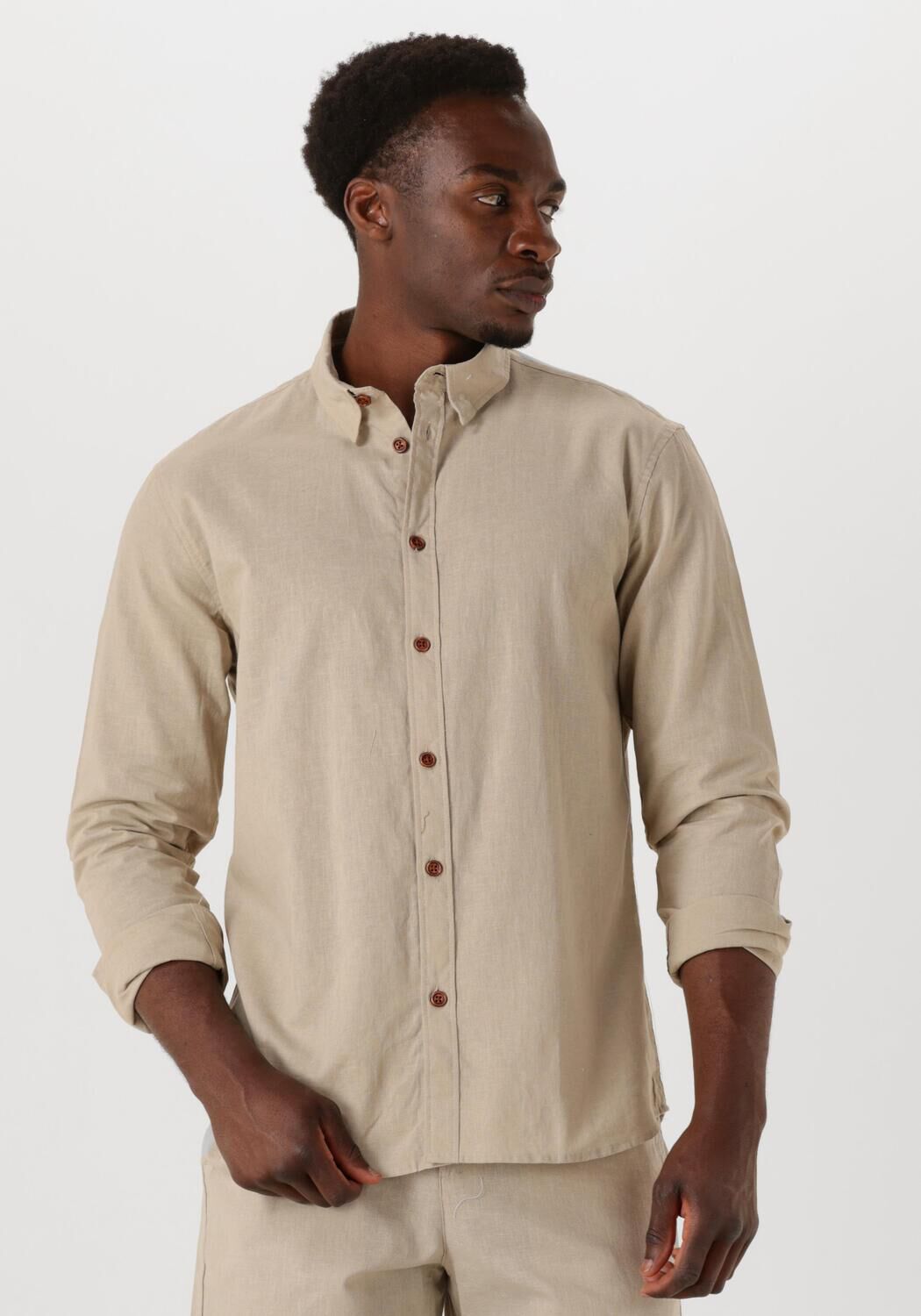 ANERKJENDT Heren Overhemden Akleif L s Cot linen Shirt Zand