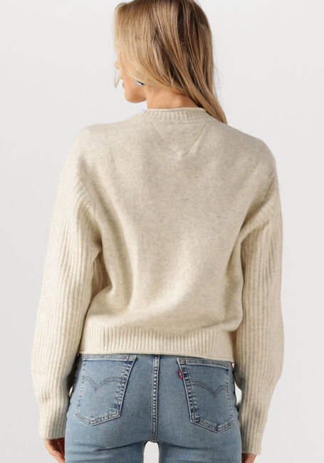 Ecru TOMMY JEANS Trui TJW MELANGE FLAG SWEATER RIB EXT - large