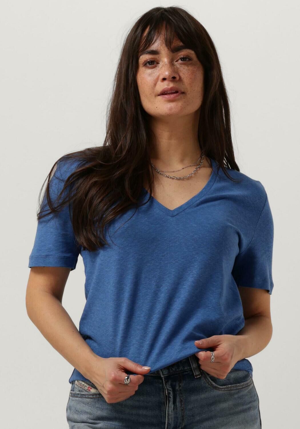 ACCESS Dames Tops & T-shirts Short-sleeve V Blouse Kobalt