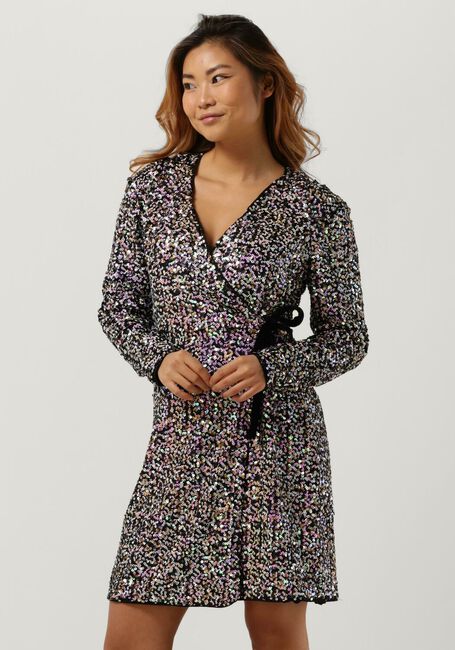 Paarse Y.A.S. Mini jurk YASMULTISEQ LS WRAP DRESS - large