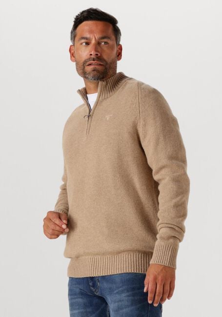 Beige BARBOUR Trui GRANGETWON HALF ZIP KNITTED JUMPER - large