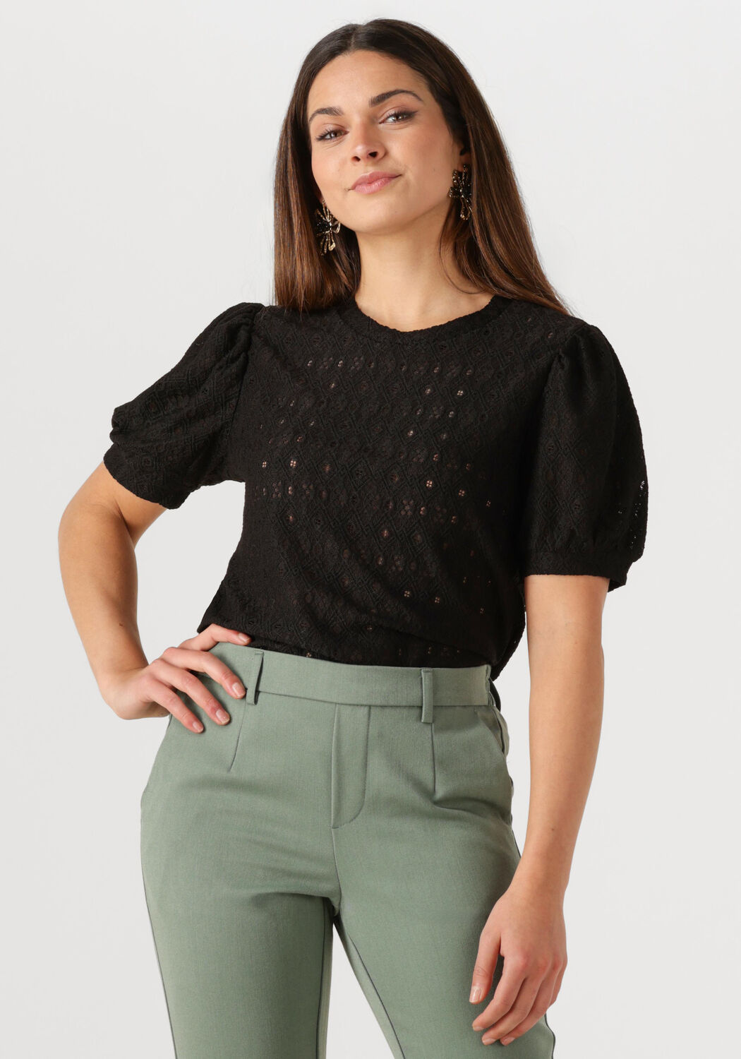 OBJECT Dames Tops & T-shirts Objlaila S s Re Top Zwart