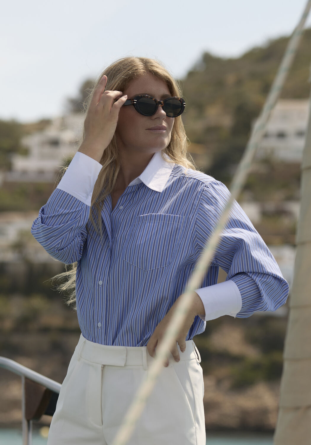 Lichtblauwe OMODA ATELIER Blouses OM-ISOLDE X IRIS - large