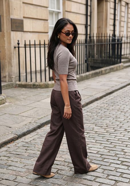 Bruine MODSTR&Ouml;M Wijde broek TOREMD PANTS - large