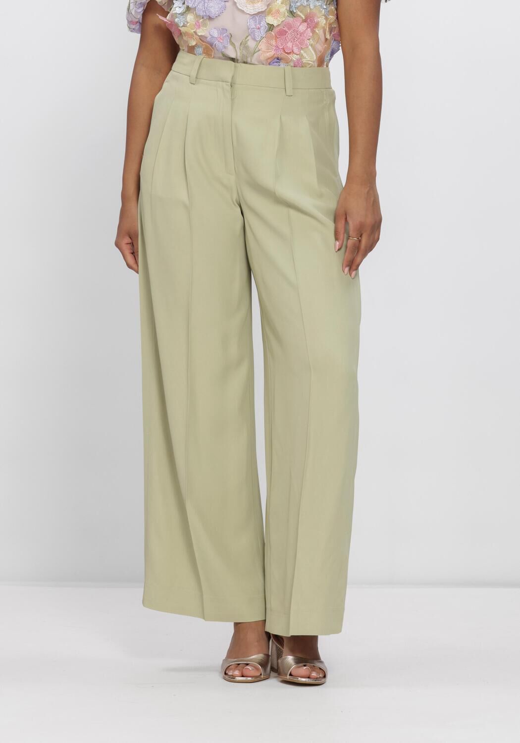 Groene SELECTED WOMEN Pantalon SLFEXTRA WIDE ELLIE HW PANT - large