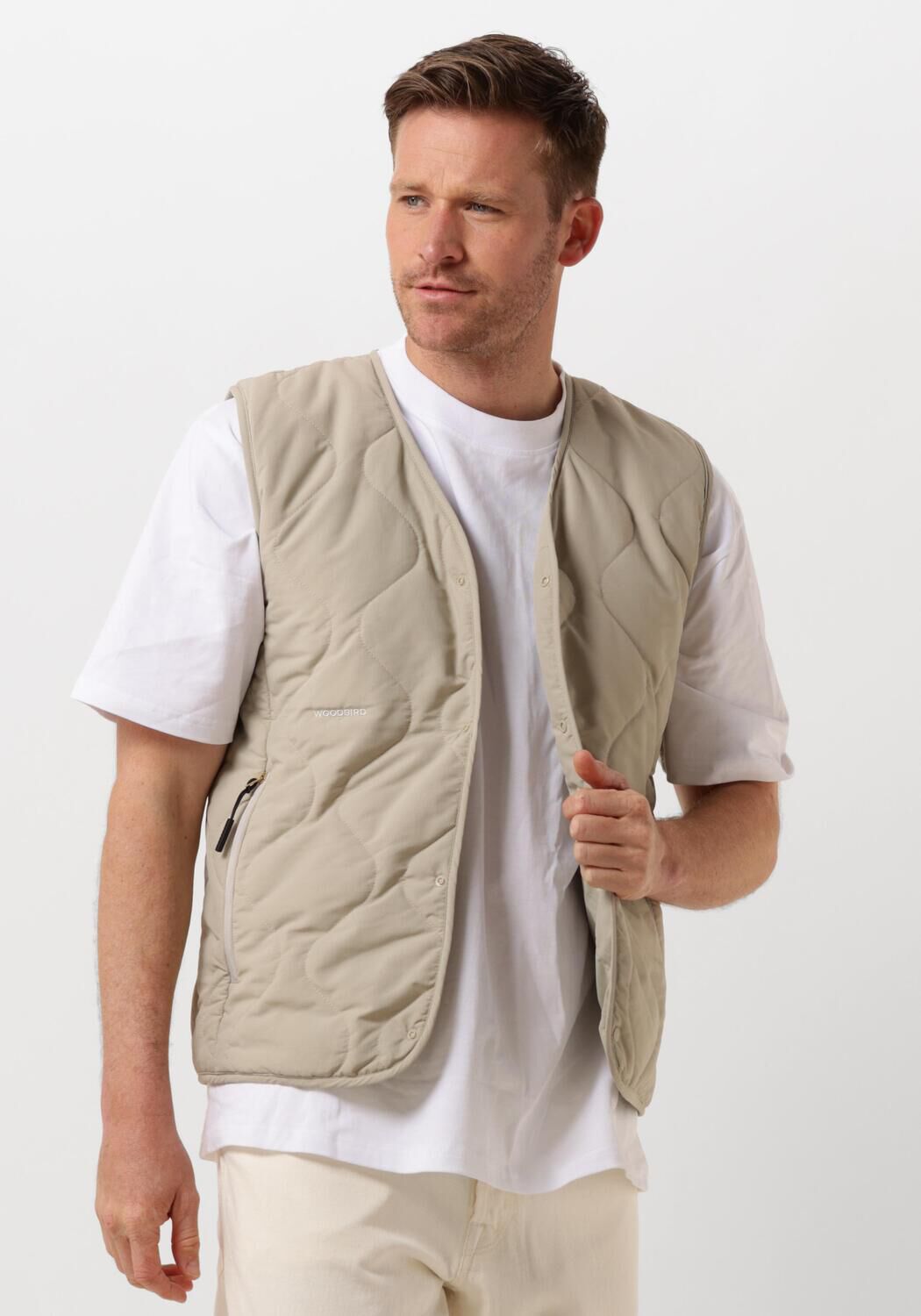Woodbird Gewatteerd Beige Vest voor Heren Beige Heren