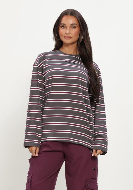 Grijze ALIX THE LABEL Tops & T-shirts LADIES KNITTED STRIPE LONGSLEEVE T-SHIRT - large