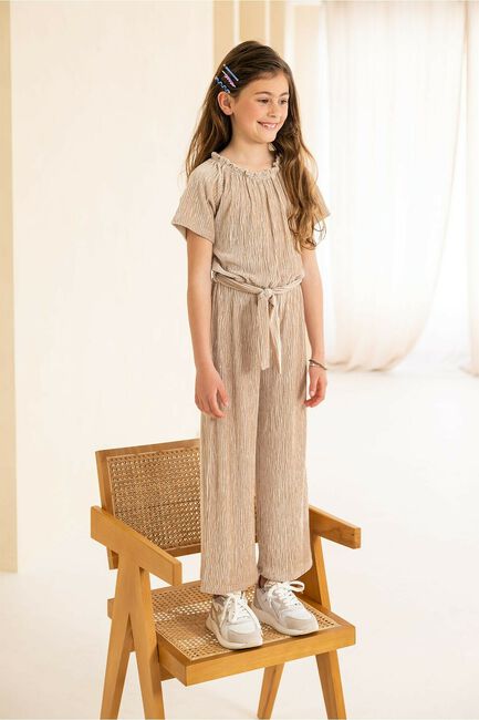 Beige LIKE FLO Jumpsuit VELVET PLESSE JUMPSUIT Beige LIKE FLO Jumpsuit VELVET PLESSE JUMPSUIT - large