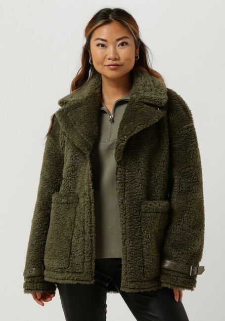 Donkergroene BEAUMONT Teddy jas REVERSIBLE BIKER JACKET - large