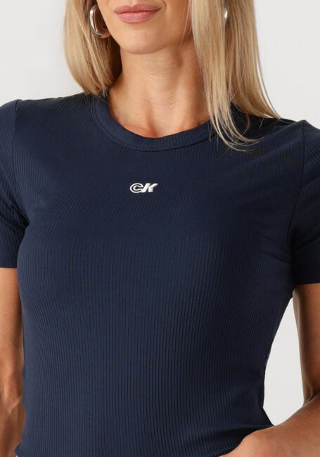 Donkerblauwe CALVIN KLEIN T-shirt A-MODAL RIB TEE - large