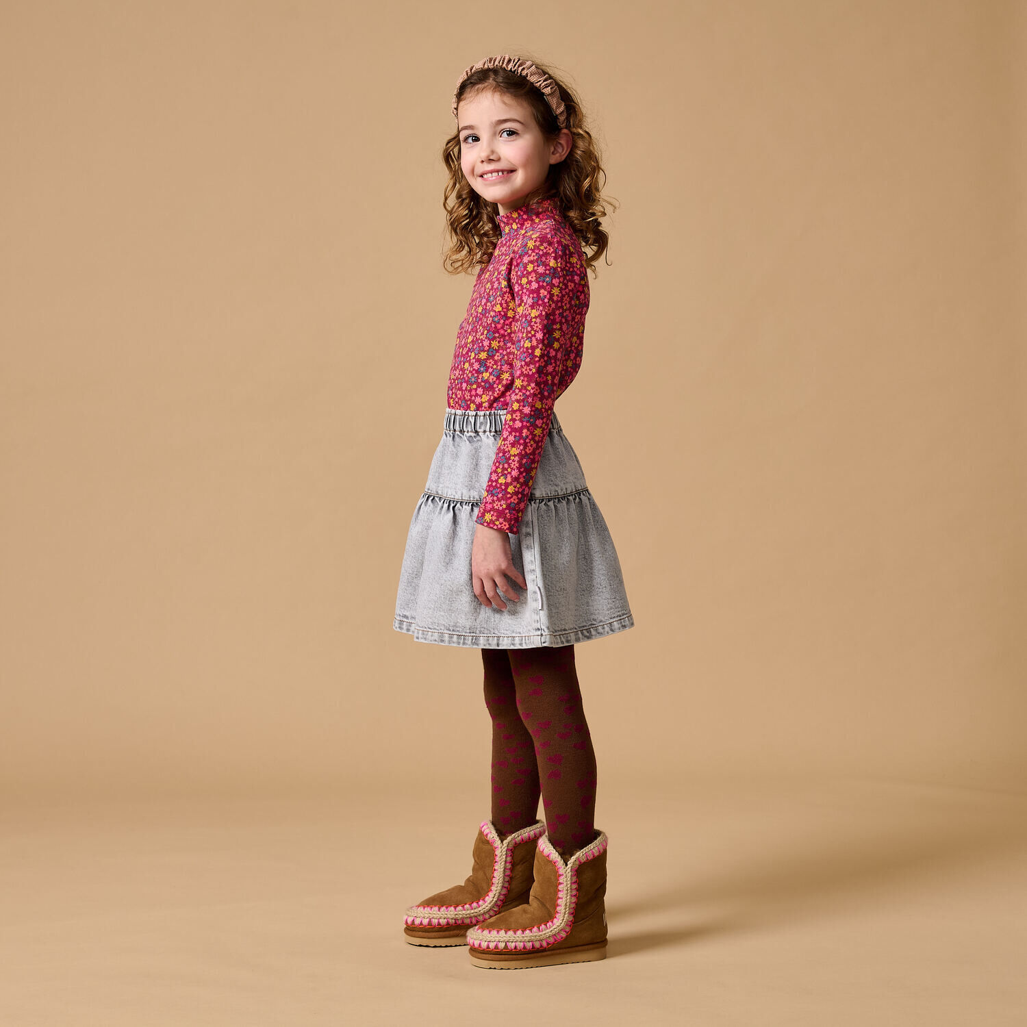 Grijze PETIT BLUSH Minirok JEANS RUFFLE SKIRT - large