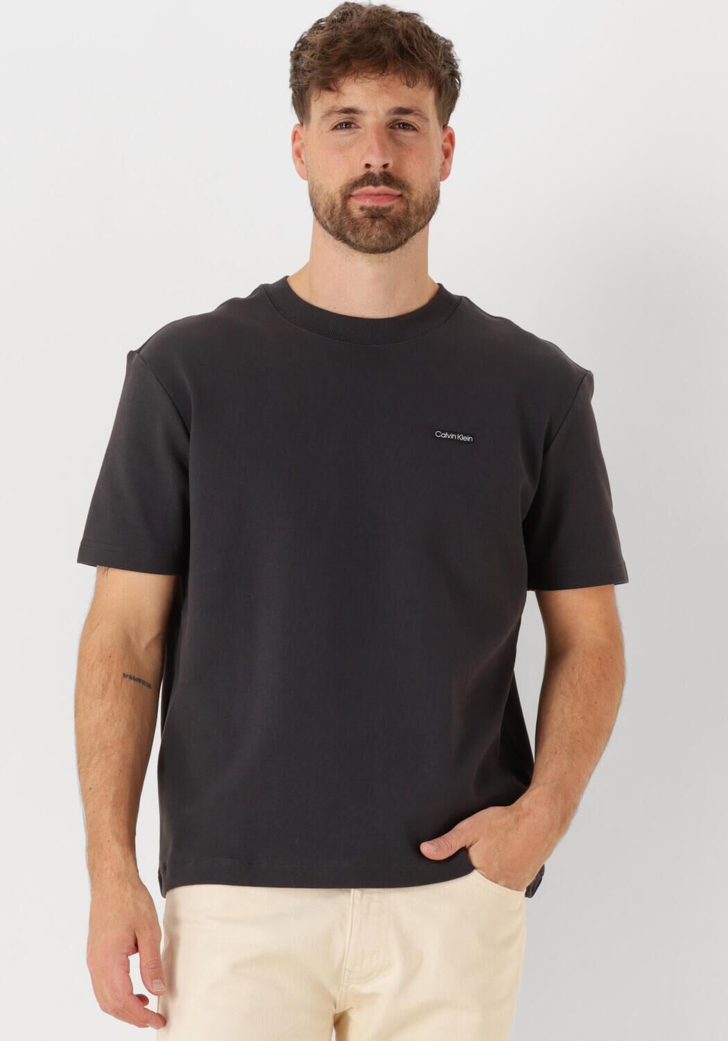 CALVIN KLEIN Heren Polo's & T-shirts Label Tee Zwart