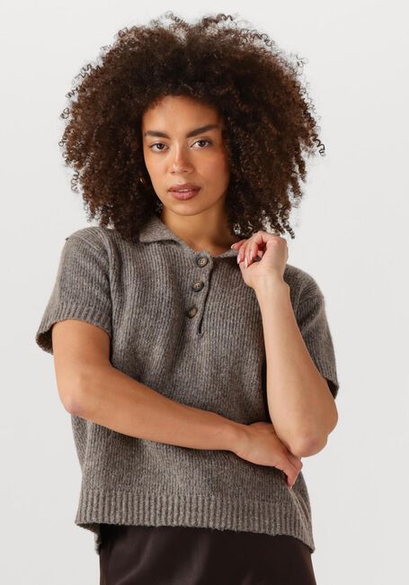 Grijze MY ESSENTIAL WARDROBE Trui PALOMAMW KNIT POLO SS - large
