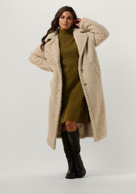 Beige NOTRE-V Teddy jas TEDDY COAT LONG - large