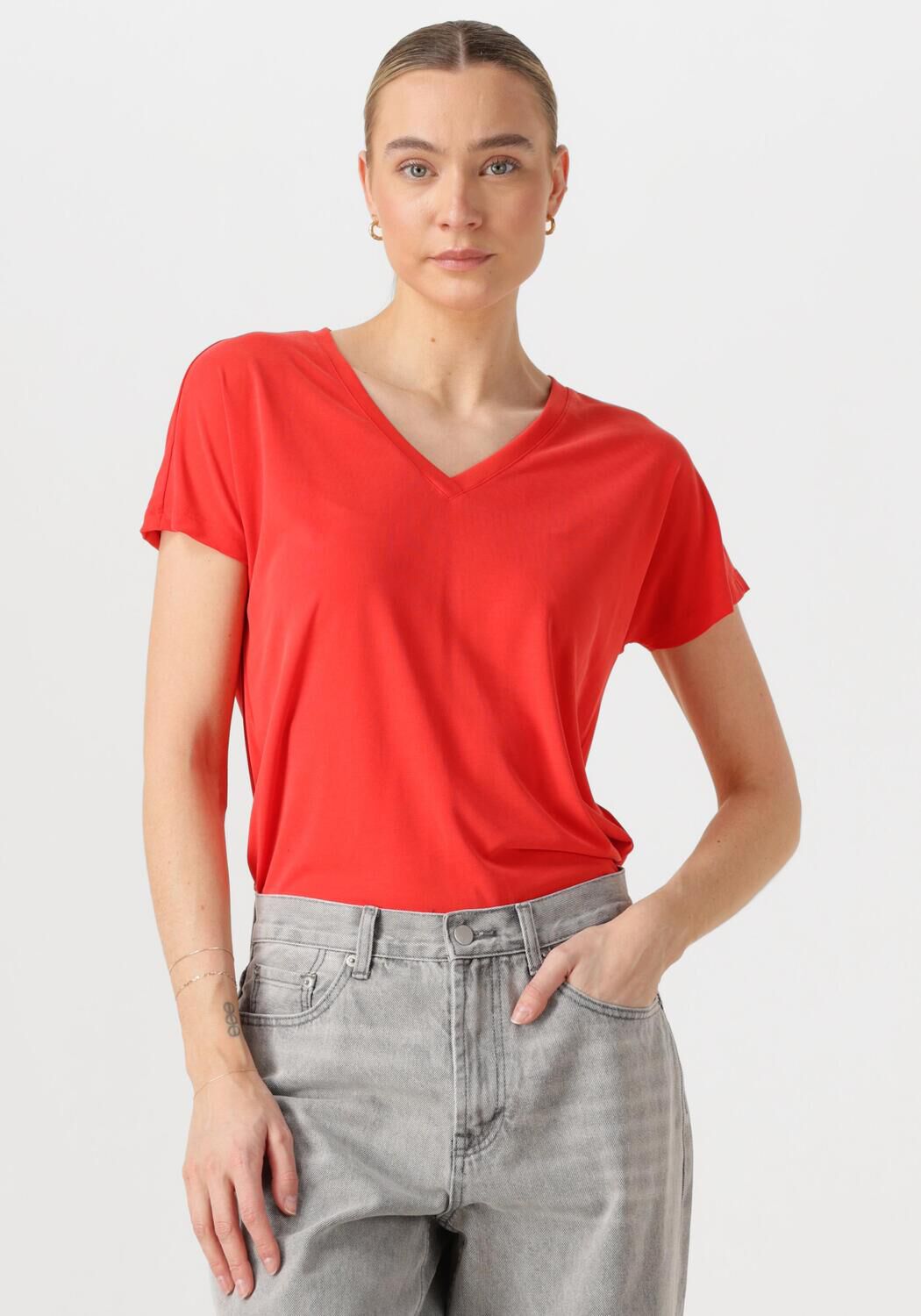 MSCH COPENHAGEN Dames Tops & T-shirts Mschfenya Modal V Neck Tee Oranje