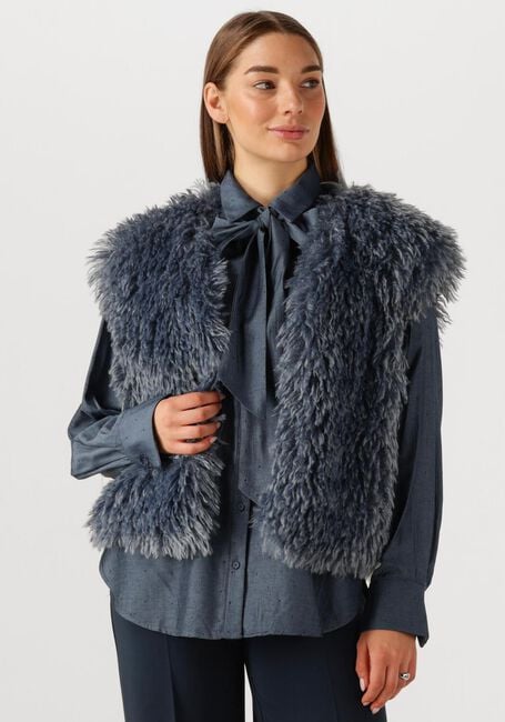 Blauwe JANSEN AMSTERDAM Gilet DALI GILET FF 276 FAKE FUR - large