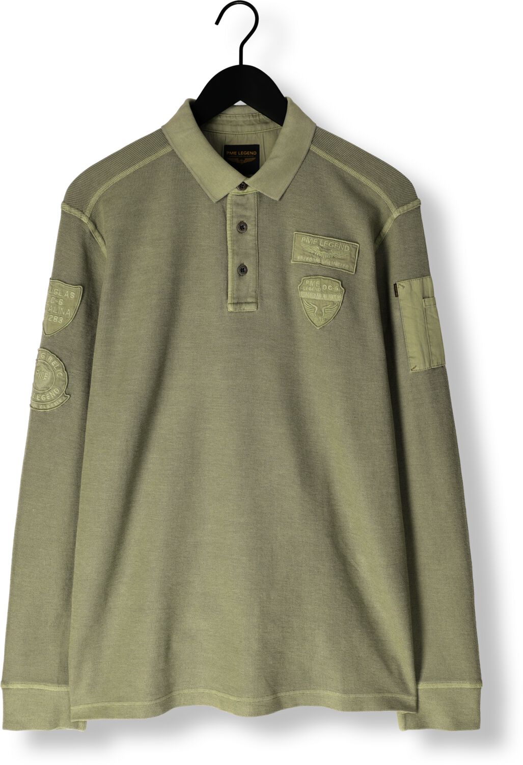 PME LEGEND Heren Polo's & T-shirts Long Sleeve Polo Structured Pique Garment Dyed Groen