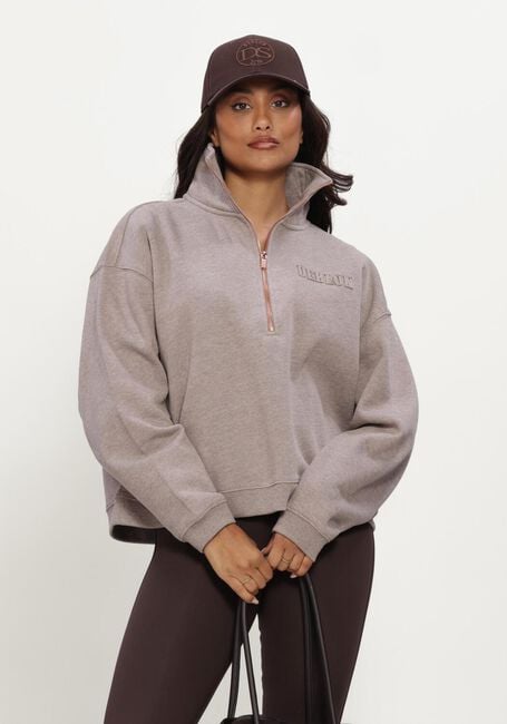 Taupe DEBLON SPORTS Sweater AISHA HALF ZIP SWEATER - large