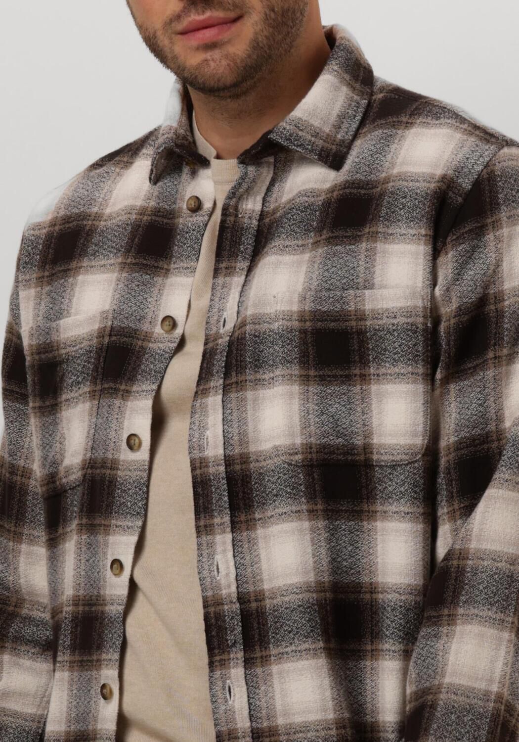 SELECTED HOMME Heren Overhemden Slhregowen-grindle Check Shirt Ls Bruin