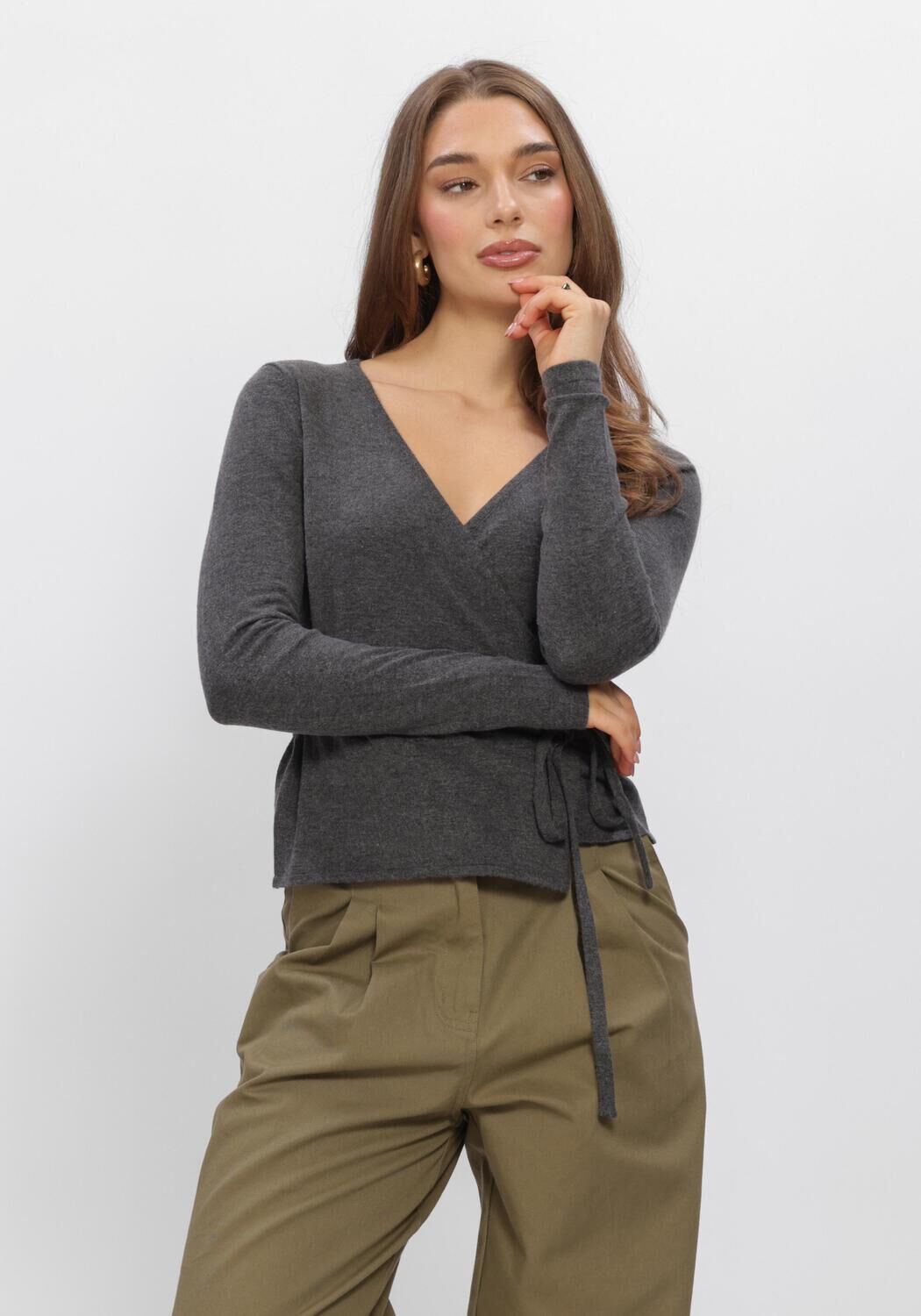Donkergrijze BOII STUDIOS Top MOSA WRAP KNIT - large