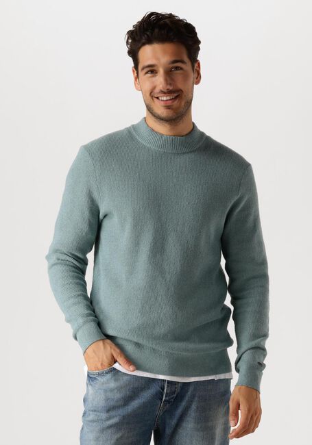 Blauwe CAST IRON Trui MOCK NECK FINE BOUCLE - large