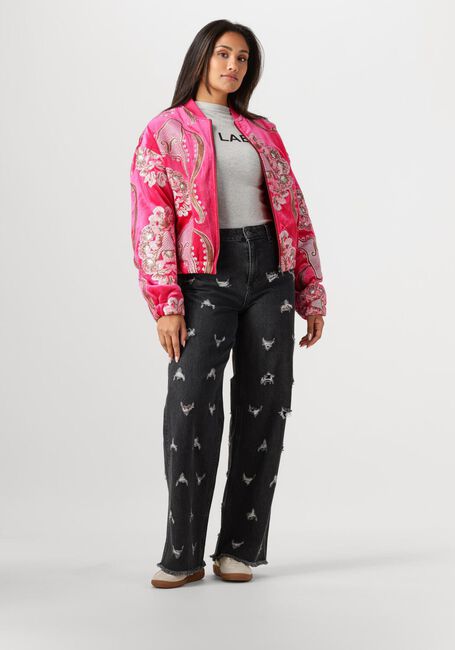 Roze ALIX THE LABEL Jack LADIES WOVEN FANCY VELVET BOMBER - large