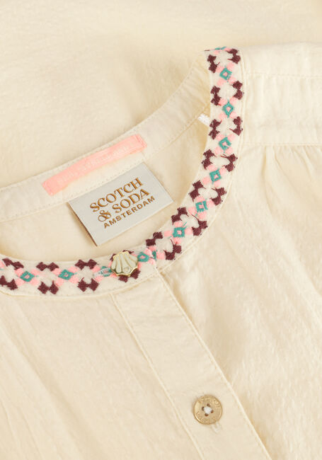 Ecru SCOTCH & SODA Blouses NEON POP EMBROIDERED LONG-SLEEVED TOP - large