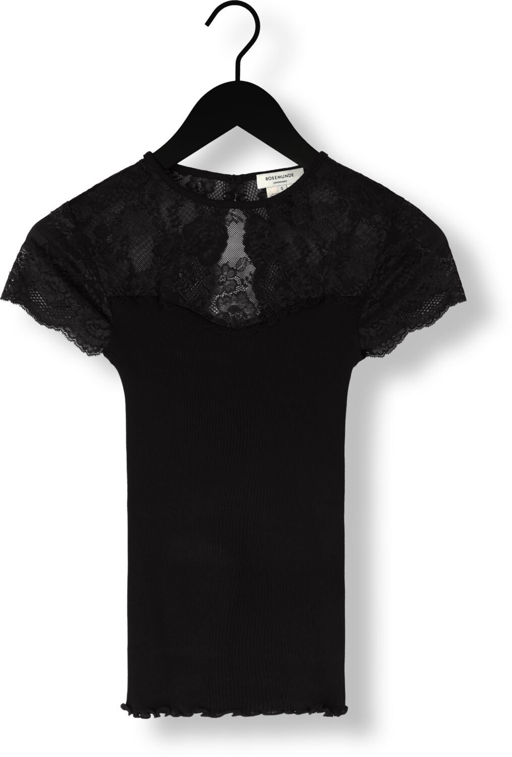 ROSEMUNDE Dames Tops & T-shirts Beatha Silk T-shirt W Lace Zwart