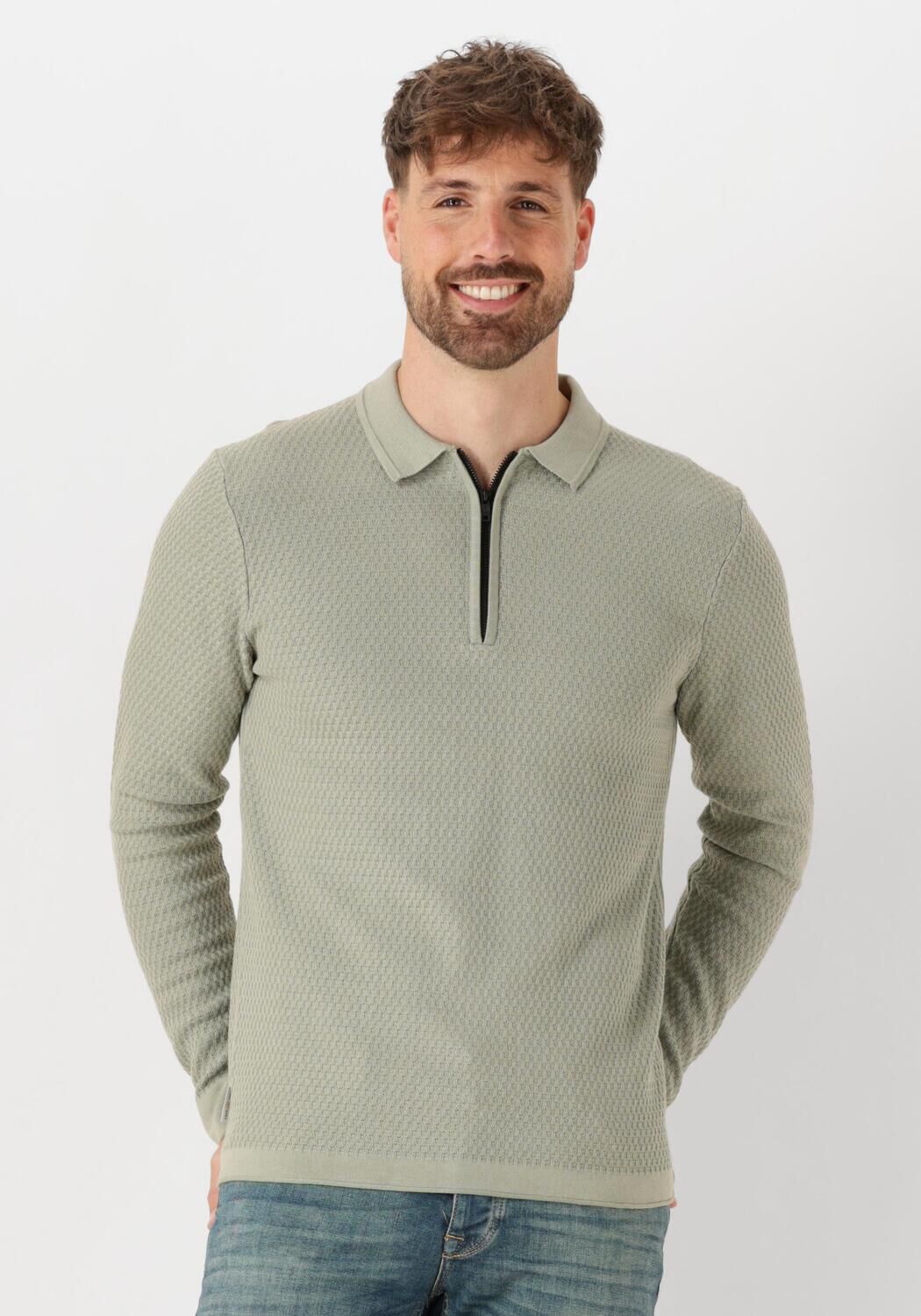CAST IRON Heren Polo's & T-shirts Long Sleeve Polo Cotton Modal Groen