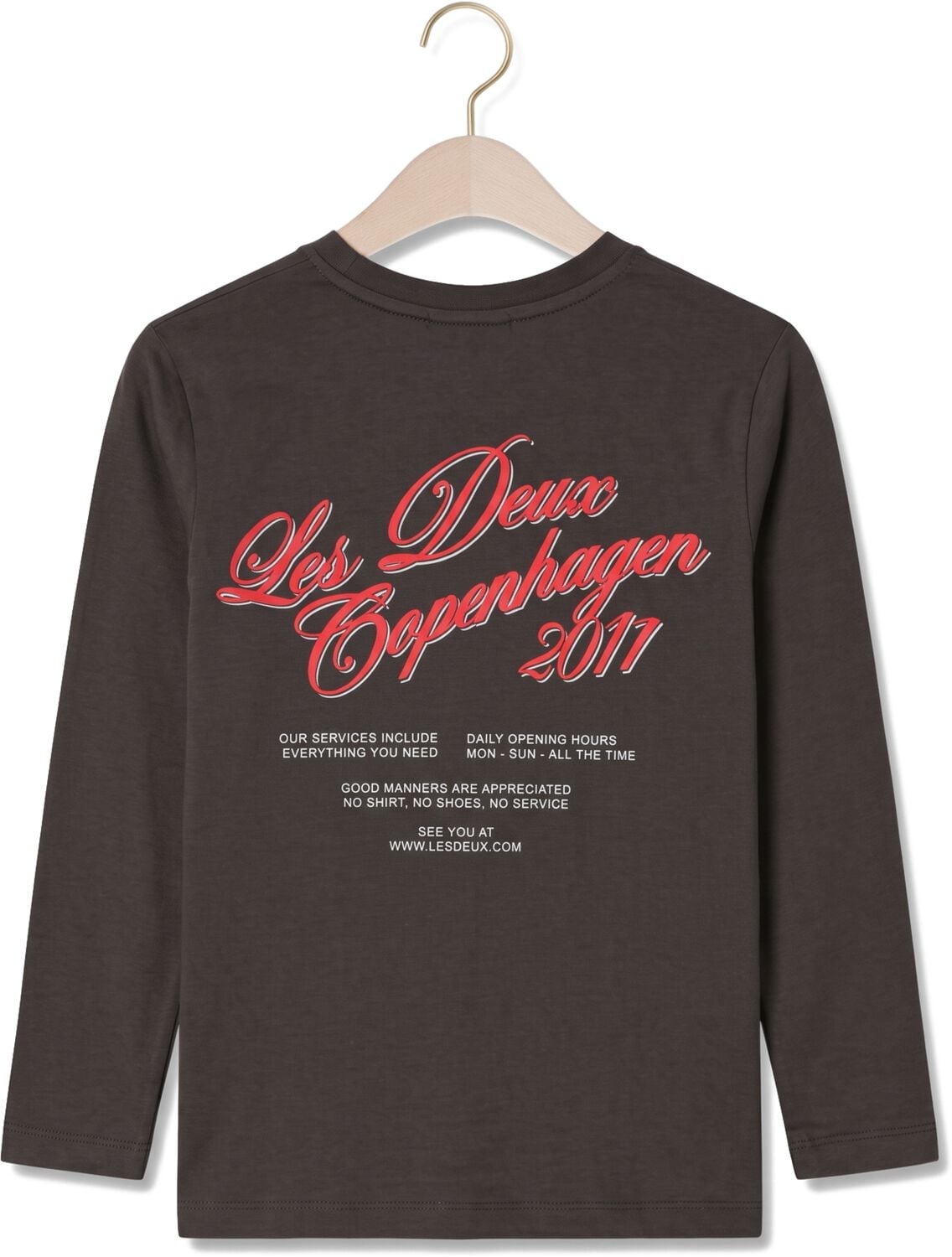 Les Deux Jongens Polo's & T-shirts Service Ls T-shirt - Donkergrijs, foto 3
