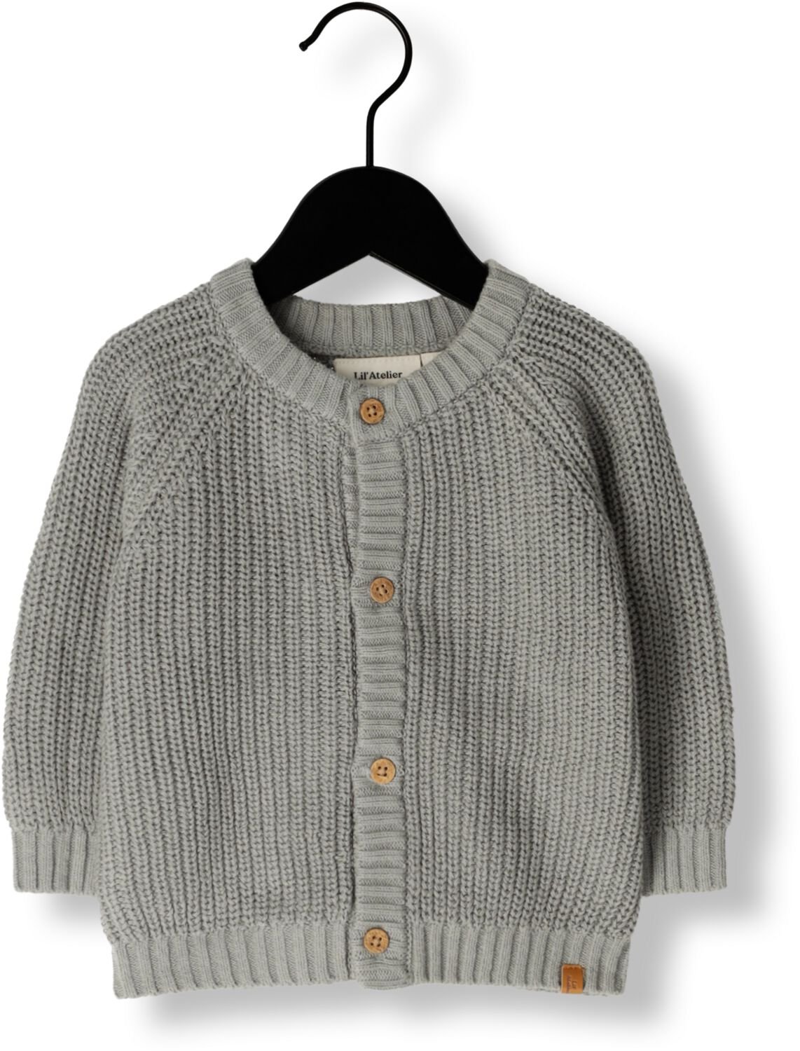 LIL' ATELIER BABY gebreid vest NMNEMLEN lichtgrijs Jongens Katoen Ronde hals 62