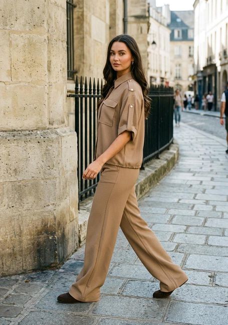 Camel STUDIO ANNELOES Wijde broek Lexie waffle trousers - large