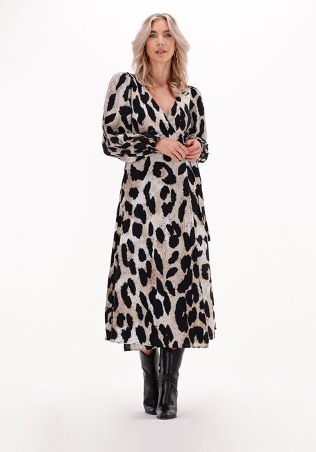 Bruine OBJECT Midi jurk LEONORA L/S WRAP MIDI DRESS - large