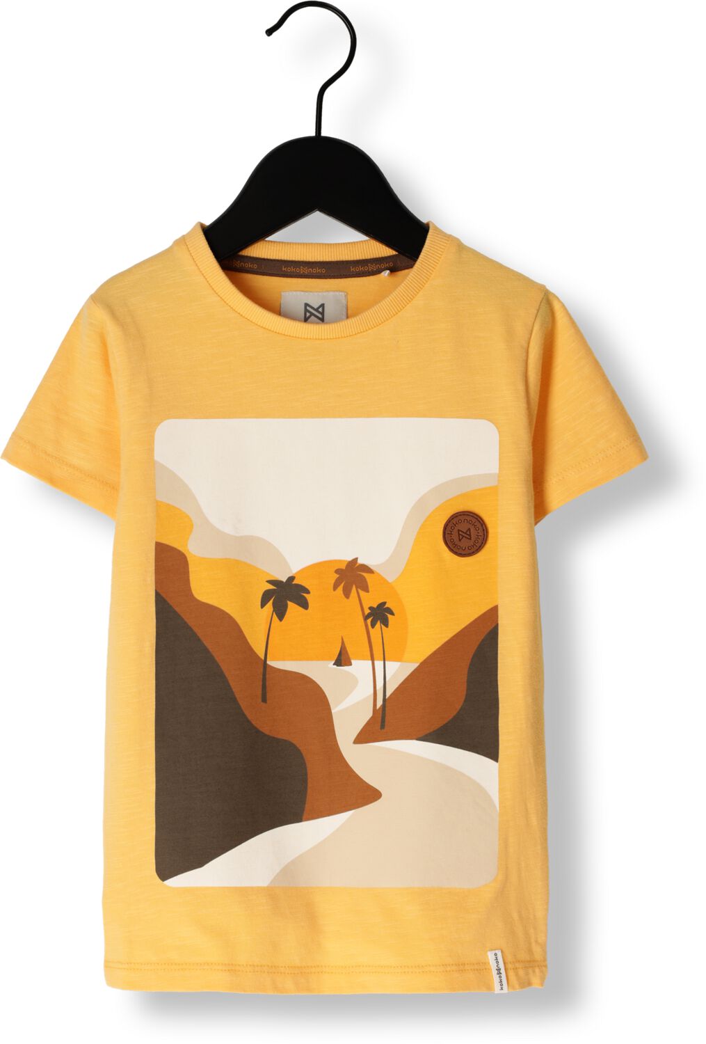 Koko Noko T-shirt met printopdruk geel Jongens Katoen Ronde hals Printopdruk 140