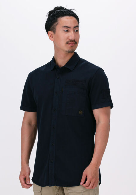 Donkerblauwe PME LEGEND Casual overhemd SHORT SLEEVE SHIRT CTN SINGLE JERSEY - large