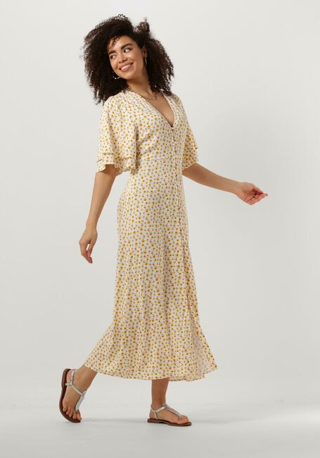 Gele ANOTHER LABEL Midi jurk CLARE FLOWER DRESS S/S - large