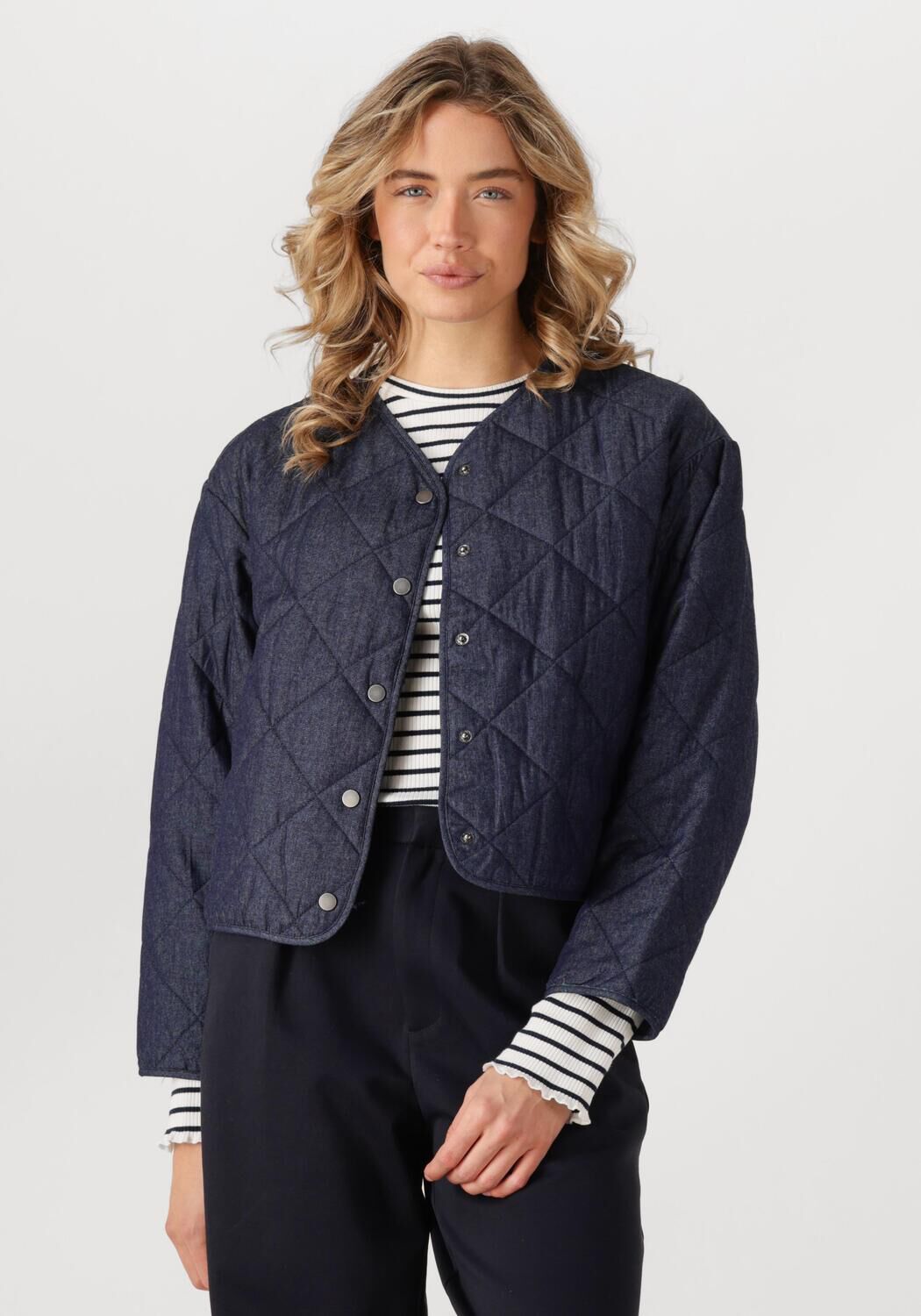 Moss copenhagen Blauwe Denim Gewatteerde Lysandra Jas Blue Dames