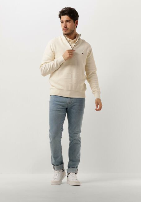Beige TOMMY HILFIGER Trui OVAL STRUCTURE ZIP MOCK - large