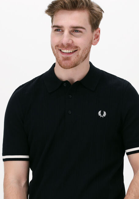 Zwarte FRED PERRY Polo TIPPING TEXTURE KNITTED SHIRT - large
