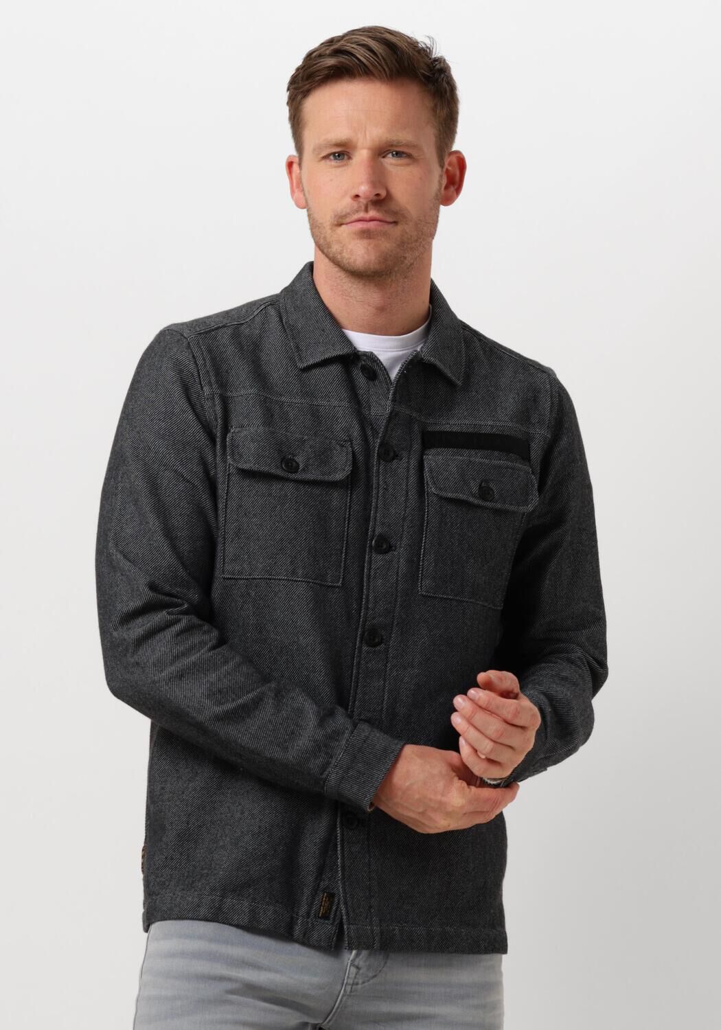 PME LEGEND Heren Overhemden Long Sleeve Shirt Ctn 2tone Flannel Twill Zwart