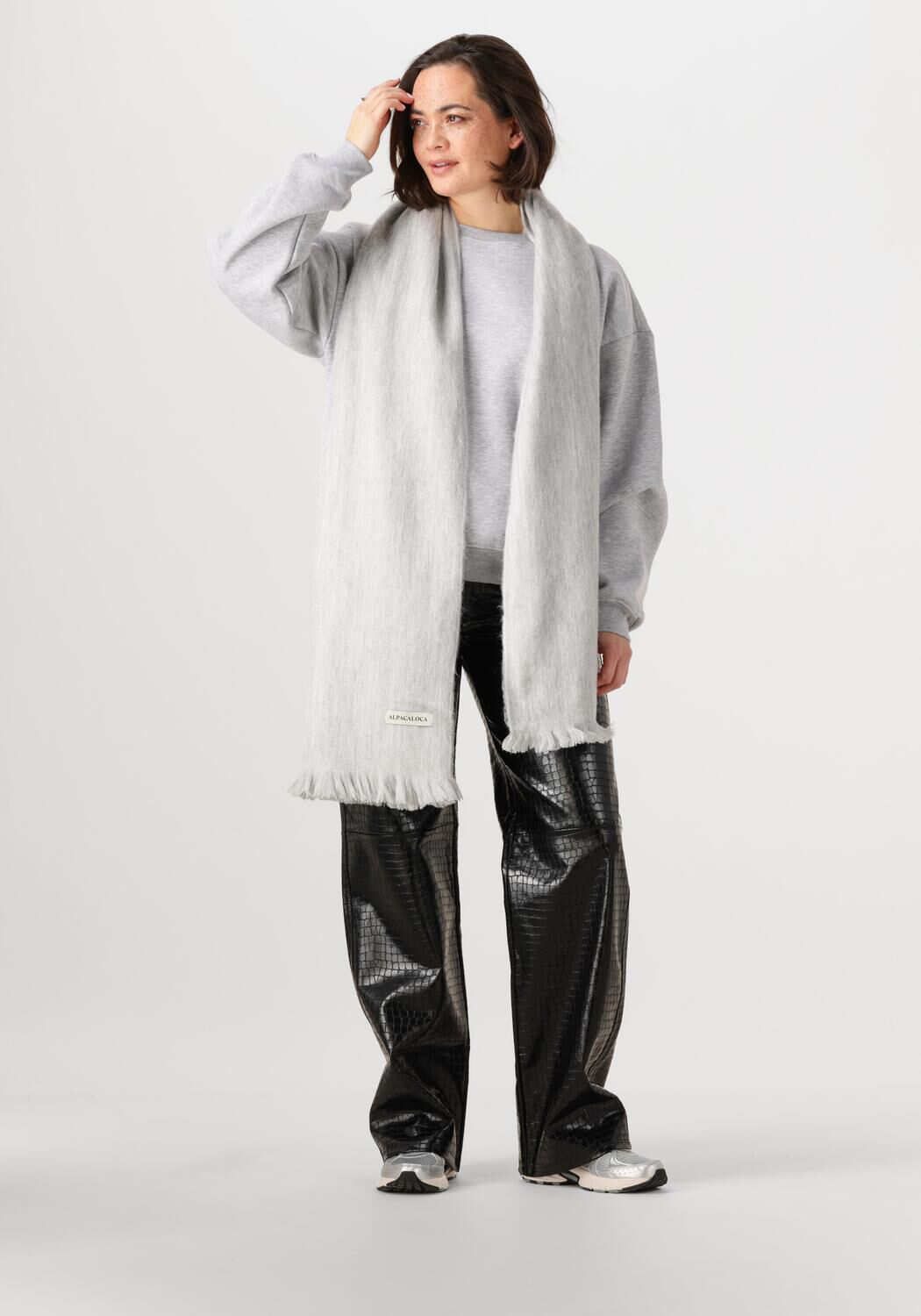 Grijze ALPACA LOCA Sjaal DOUBLE SCRAF - large