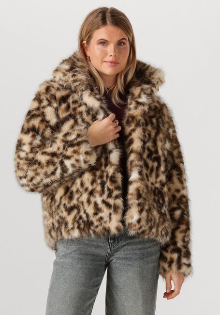 Beige CATWALK JUNKIE Faux fur jas LEOPARD FUR JACKET - large