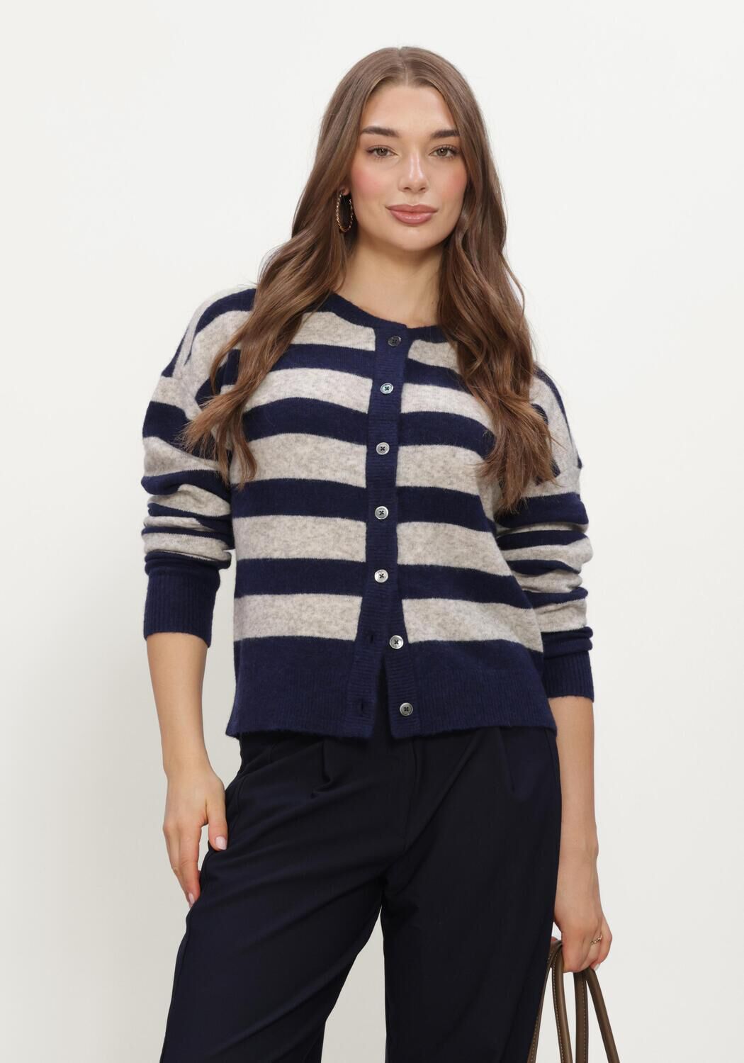 RUBY TUESDAY Dames Truien & Vesten Vivett Stripe Striped Cardigan Donkerblauw