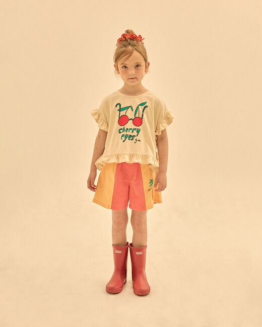 Ecru Jelly Mallow Top CHERRY FRILL SLEEVELESS T-SHIRT - large