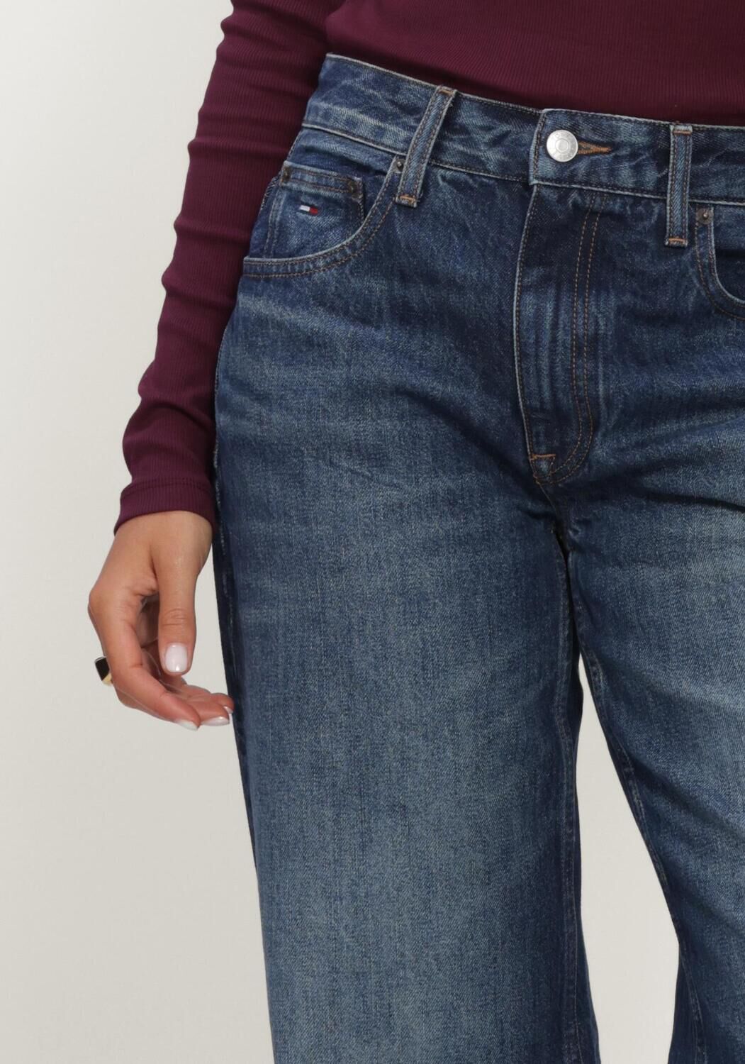 TOMMY JEANS Dames Jeans Mia Mid Relaxed Straight Dj5051 Blauw